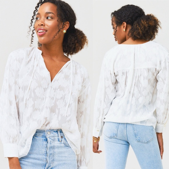 Vince Tops - Vince Shirred Band Collar Blouse size XS